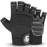 SAWANS Fingerless Working Gloves for Men Performance Heavy Duty Half-Finger Work Gloves Mechanic Anti Slip Safety Gloves for Work Warehouse Training Dexterity Carpenters Rigger Gloves (Black, XL)