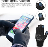 Kids Cycling Gloves Sports Winter Thermal Boys Girls Children Windproof Anti-slip Touchscreen Gloves