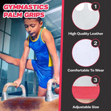 Leather Palm Hand Grips Gymnastic Pull-up Training Palm Protector for Kids Children Wrist Straps Workout Strong Support Heavy Duty