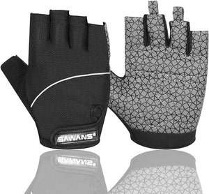 Gel Cycling Gloves Fingerless Padded Mountain Bike Bicycle Gloves Anti-slip Gym MTB Half Finger Reflective Biking