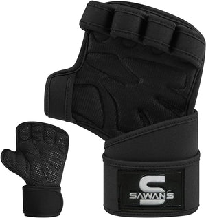 SAWANS Weight Lifting Gloves Padded Palm Protector Powerlifting Gym Gloves Men Women Wrist Support Exercise Fitness Workout Gloves Pull Ups Bodybuilding Essentials Hand Grip Training