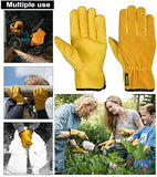 Work Gardening Gloves for Men Women 2 Pairs Leather Gloves Heavy Duty Construction Breathable and Flexible Safety