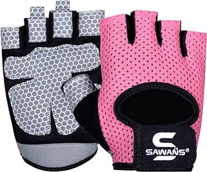 SAWANS Gym Gloves for Men & Women Weight Lifting Fitness Gloves Breathable Ladies Gloves Exercise Workout Cycling Pull ups Microfiber