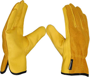 Leather Working Gloves Work Gardening Gloves Thorn Proof Garden Building Heavy Duty Utility Gripper Men Women