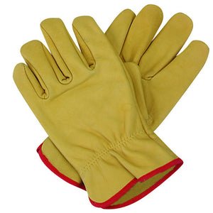 Leather Work Gloves Gardening Gloves with Leather Palm Patch Perfect for Driving/Cutting/Construction/Motorcycle, Men & Women